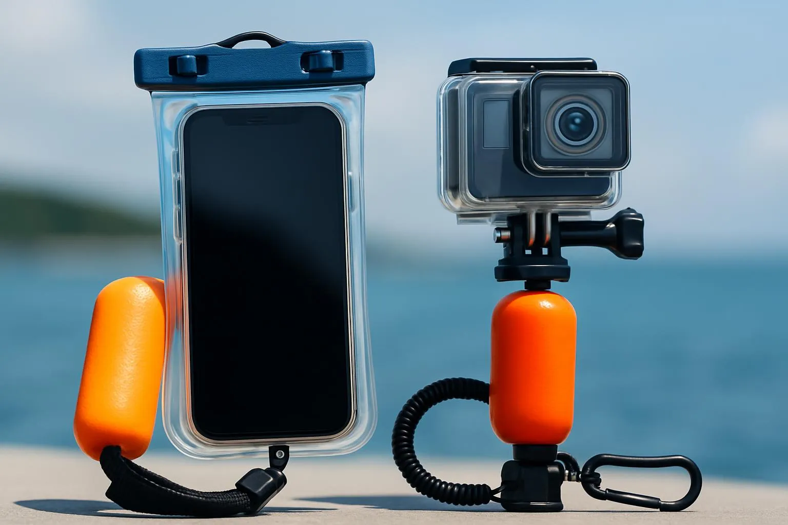 スマホとカメラの防水と固定