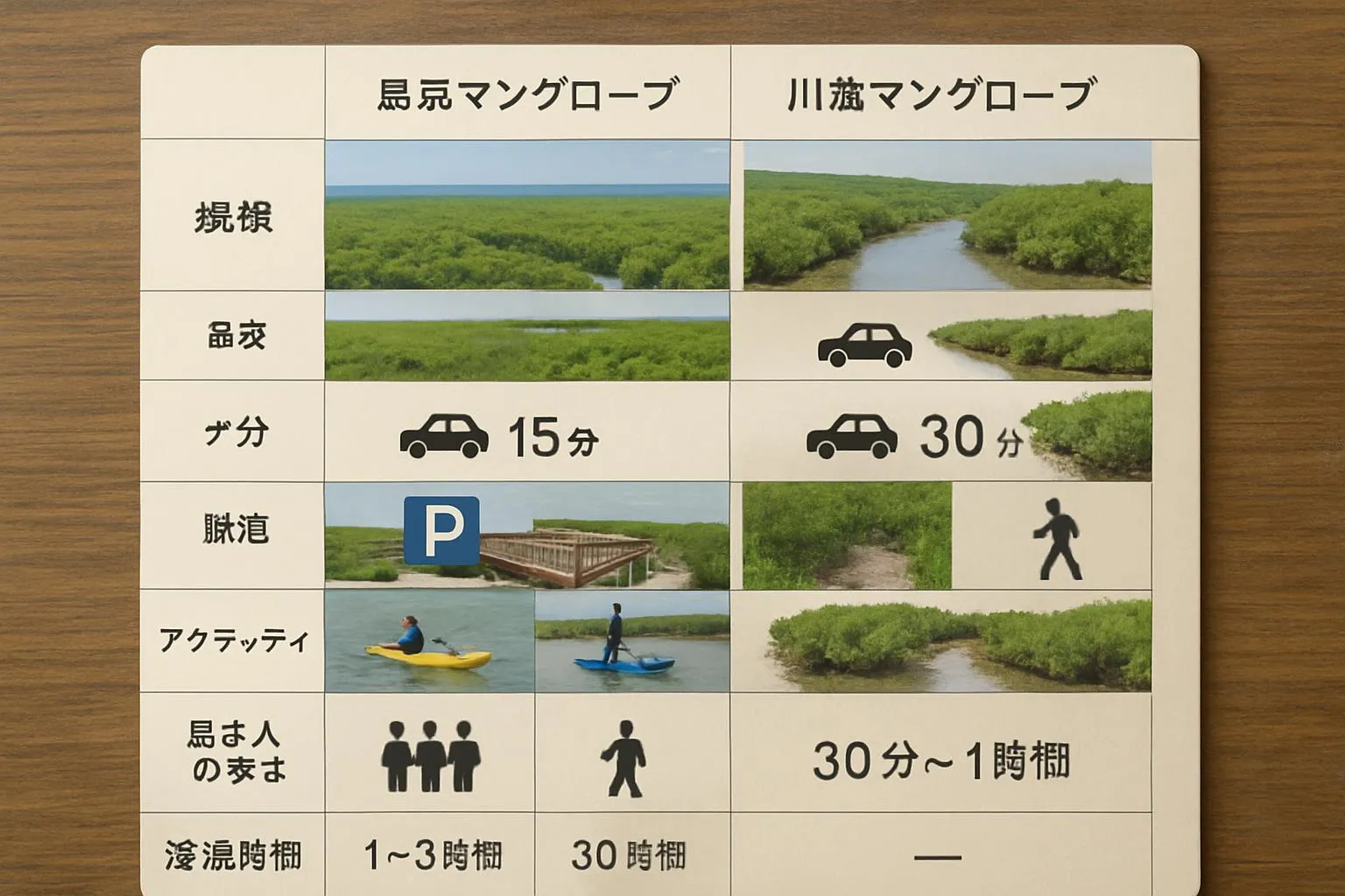 島尻マングローブと川満マングローブの違い早見表