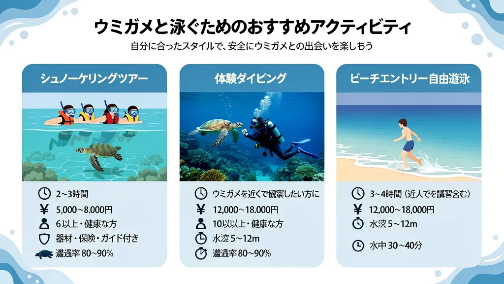 ウミガメと泳ぐためのおすすめアクティビティ