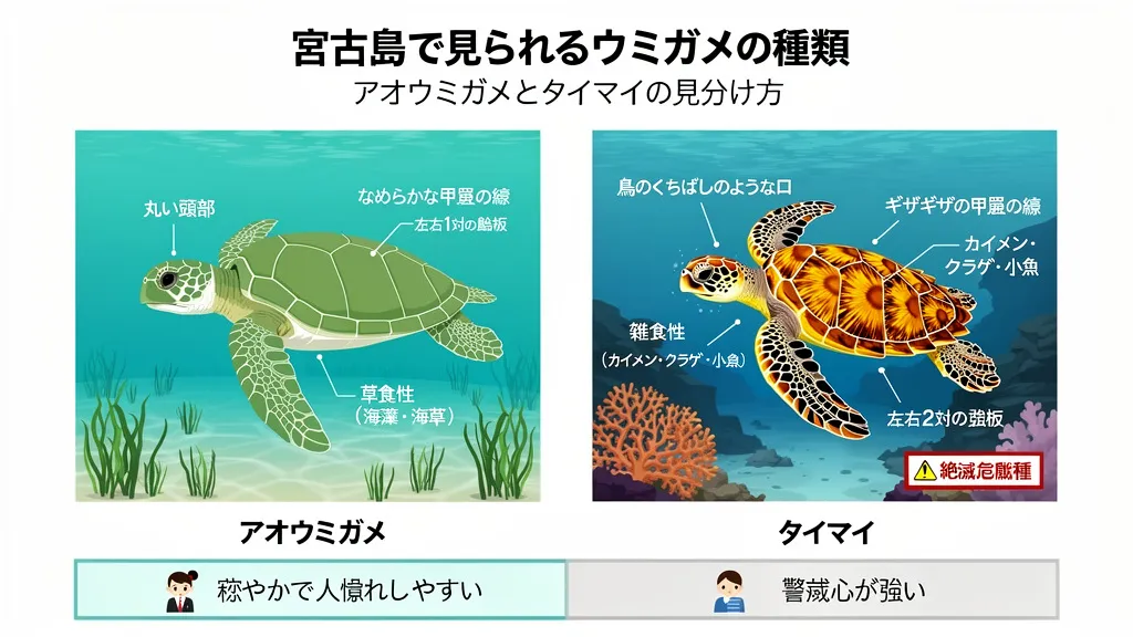 宮古島で見られるウミガメの種類