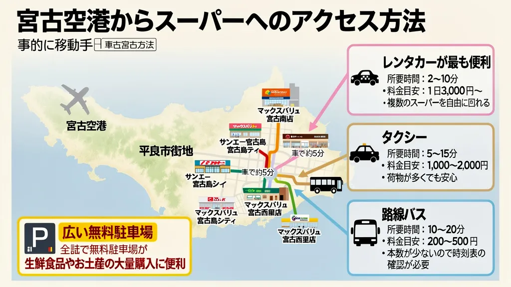 宮古島のスーパーまでのアクセス方法