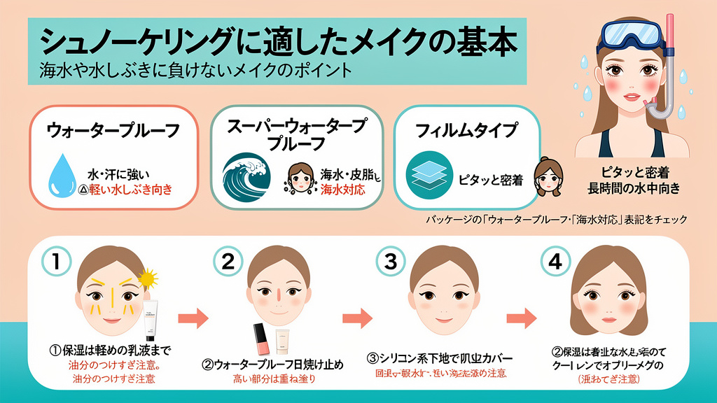 シュノーケリングに適したメイクの基本