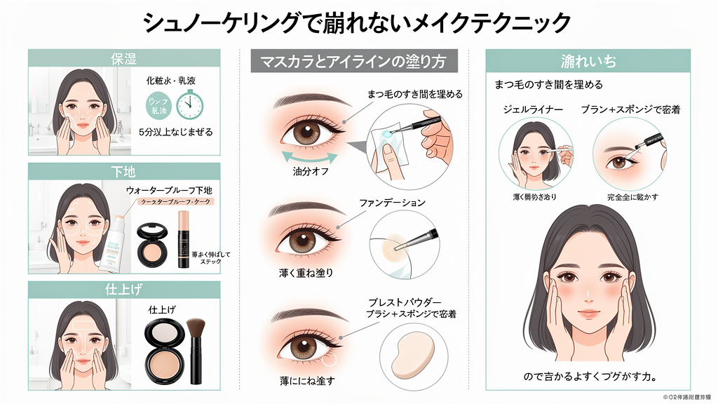 ュノーケリングで崩れないメイクテクニック