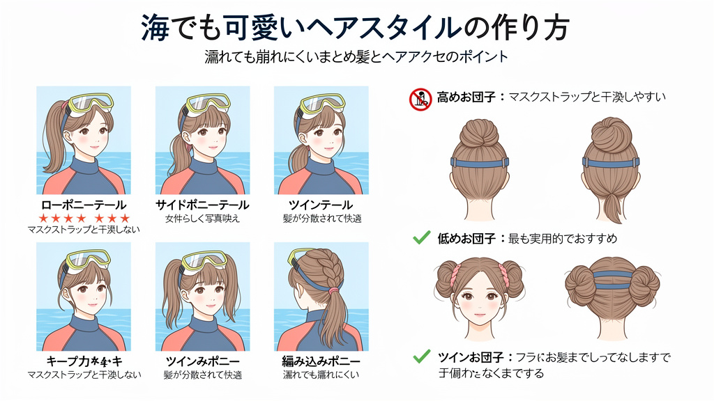 海でも可愛いヘアスタイルの作り方