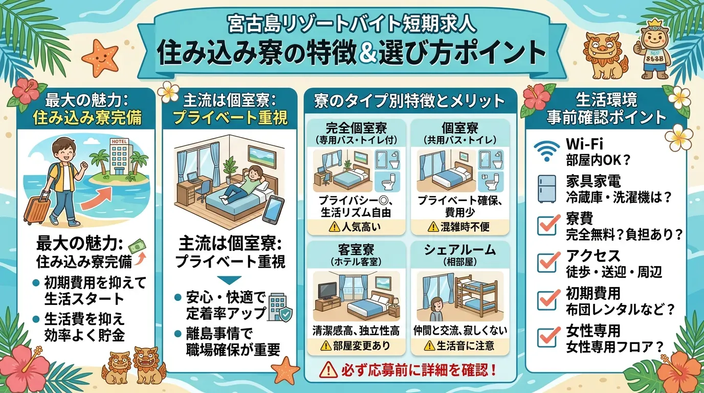 宮古島で短期求人を探す際の住み込み寮の特徴