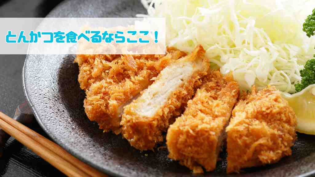 とんかつの画像。画面左上には”とんかつを食べるならここ！”のテキスト。